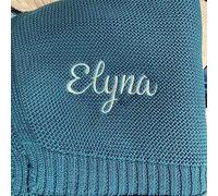 Couverture Pour Bébé Personnalisée Au Nom De L'enfant Couverture Tricotée Pour La Sieste Nom Brodé Personnalisé Cadeau Pour Nouveau-né Cadeau Pour Enfant Fournitures De Fête Pour Bébé (Dark Turquoise)