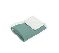 Couverture pour bébé ULLENBOOM ® 70 x 100 cm vert sauge (fabriquée dans l'UE) - En coton et polaire selon la norme OEKO-TEX, idéale comme couverture pour bébé en hiver et en automne