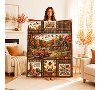 Couverture pour camion, automne, citrouilles rustiques, lanternes, orange, couverture pelucheuse compacte, décorative et esthétique pour canapé, lit, dortoir, chaise longue, 101,6 x 127 cm