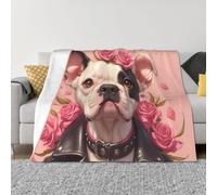 Couverture pour canapé, bouledogue à bascule floral, douce, duveteuse, confortable, chaude, légère et confortable, en flanelle pelucheuse et jeté pour canapé-lit, utilisation en toutes saisons, 101,6