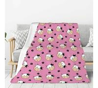 Couverture pour canapé et lit - Couverture douce et confortable en flanelle pour toutes les saisons - Motif tête de vache mignonne de dessin animé rose