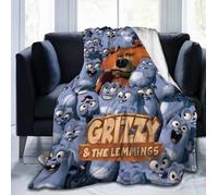 Couverture pour canapé-lit et dortoir - Grizzy Blanket Lemmings - Toutes saisons - Bleu - 100 x 125 cm