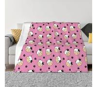 Couverture pour canapé, super douce, duveteuse, confortable, chaude, légère et confortable, en peluche, motif tête de vache mignonne de dessin animé, rose, jeté pour canapé et lit, toutes saisons