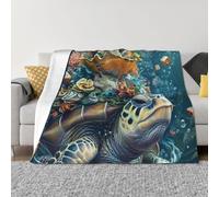 Couverture pour canapé, tortue végétale colorée, douce, duveteuse, confortable, chaude, légère et confortable, en flanelle pelucheuse pour canapé-lit, pour toutes saisons, 101,6 x 76,2 cm