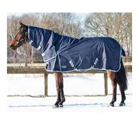 Couverture pour cheval haut couvre-cou intégré QHP Turnout 300 g Bleu 135 cm (Longueur totale: 185 cm)