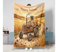 Couverture pour chien Fall Bullmastiffs - Couverture pelucheuse en flanelle pelucheuse pour canapé, sofa, voyage, décoration d'automne et de lit, 101,6 x 127 cm, motif tracteur amusant