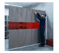 Couverture Pour Écran De Soudage Rideau Ignifuge, Ecrans De Séparation De Soudage Avec Fenêtre De Visualisation Rouge Fibre De Verre - Retardateur De Flamme - Atelier, Site Industriel(9X3 M)