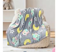 Couverture pour Enfants de Licorne - 120 x 150 cm Plaid Unicorn Brille Dans, Couvertures Douces et Confortables pour Canapé, Salon, Chambre à Coucher - Enfants de 1 à 10 ans (Hibou, 150 x 200cm)