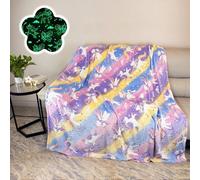 Couverture Pour Enfants,Xcm Licorne Plaid Phosphorescent Couverture Enfant Filles Glow In The Dark Lumineux,Rose Couvertures En Flanelle Douce