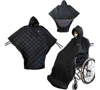Couverture pour fauteuil roulant Poncho for fauteuil roulant coupe-vent couverture complète du corps capuche adultes personnes âgées noir LS(L)
