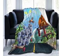 Couverture pour Grizzy et Les Lemmings Mignon Impression Polaire Couverture Confortable et légère Flanelle Couverture Polaire Chambre Salon canapé Bureau 40"x50"
