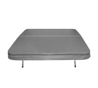Couverture pour Jacuzzi Gris 220cm / 2.2m - PVC & Cuir - Spa Housse de Protection Bâche Protectrice Carrée pour Hot Tub Bain à Bulles - Pliable - 4 Sangles de Sécurité & 6 Poignées