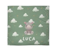 Couverture pour Nouveau-né. Couverture personnalisée pour bébé. Couverture de bébé personnalisée avec nom. Cadeau personnalisé pour bébé. Polaire. Différents Motifs. Nuages rhinocéros