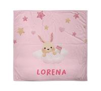 Couverture pour Nouveau-né. Couverture personnalisée pour bébé. Couverture de bébé personnalisée avec nom. Cadeau personnalisé pour bébé. Polaire. Différents Motifs. Nuages de Lapin