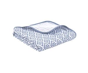 Couverture premium pour bébé, 120x120cm, 100% coton bio, certifiée OEKO-TEX, conserve sa couleur et sa forme, 4 épaisseurs, idéale pour la poussette, vendue par emma & noah (Losanges Bleu)