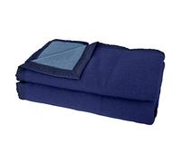 Couverture Pure Laine Vierge Woolmark 500g/m² Volta 220x240 cm Bleu Marine/Myosotis