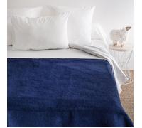 Couverture pure laine vierge Woolmark 500g/m² VOLTA 240x260 cm Bleu Marine/Myosotis