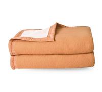 Couverture pure laine vierge Woolmark 500g/m² VOLTA 240x260 cm Marron Sable
