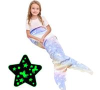 Couverture Queue de sirène, Couverture phosphorescente Couverture de Licorne Couverture en Flanelle Douce Couverture de sirène à Porter Couverture pour Enfants Adultes, 140cmx60cm, Violet