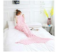 Couverture Queue Sirène Tricotée pour Enfants Et Adultes Couverture Plaid Sirène Sac de Couchage Idées Cadeaux, Toutes Saisons Chaud Canapé Salon Couverture Pink 140x70cm