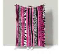 Couverture Rayures Léopard Plaid Canape Impression De Géométrique Animal Couverture Canape Prune Décor Douce Et Légère Couvertures Polaire Flanelle 70X100Cm pour Chambre Couch