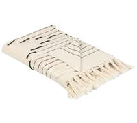 Couverture Rectangulaire 130 x 170 cm en Coton Beige Clair et Noir Uluyol
