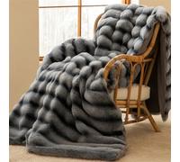 Couverture Renard Imitation Fausse Fourrure Luxueux Faux Cuir Plaid D, 200x230cm 3Kg