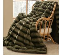 Couverture Renard Imitation Fausse Fourrure pour Canapé Lit Luxueux Couverture Faux Cuir Couverture Fausse Fourrure Plaid Blanket Pied d'hiver Throw,A,200x230cm 3Kg