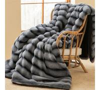 Couverture Renard Imitation Fausse Fourrure pour Canapé Lit Luxueux Couverture Faux Cuir Couverture Fausse Fourrure Plaid Blanket Pied d'hiver Throw,C,180x200cm 2.4Kg