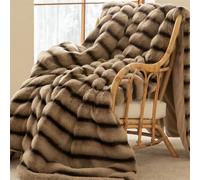 Couverture Renard Imitation Fausse Fourrure pour Canapé Lit Luxueux Couverture Faux Cuir Couverture Fausse Fourrure Plaid Blanket Pied d'hiver Throw,B,200x230cm 3Kg