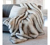 Couverture Renard Imitation Jet Fausse Fourrure Pour Canapé Canapé Lit Luxueux Imitation Fox Faux Cuir Couverture PV Vers Le Bas Lit Blanket Pied D'hiver Throw-200X150 cm