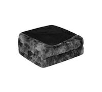 - Couverture réversible en fausse fourrure douce tie-dye, Noir 60x77