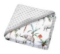 Plaid réversible en minky safari safari, vert, gris, blanc 100x150