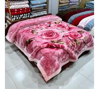 Couverture Réversible Épaisse 2 Plis en Velours De Style Coréen avec Imprimé Floral, Couverture Polaire Douce Soyeuse en Fausse Fourrure Raschel pour L'automne Et l'hiver,B,200x230cm/6Kg