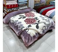 Couverture Réversible Épaisse 2 Plis en Velours De Style Coréen avec Imprimé Floral, Couverture Polaire Douce Soyeuse en Fausse Fourrure Raschel pour L'automne Et l'hiver,N,200x230cm/6Kg