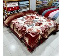 Couverture Réversible Épaisse 2 Plis en Velours De Style Coréen avec Imprimé Floral, Couverture Polaire Douce Soyeuse en Fausse Fourrure Raschel pour L'automne Et l'hiver,K,200x230cm/6Kg