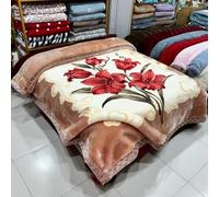 Couverture Réversible Épaisse 2 Plis en Velours De Style Coréen avec Imprimé Floral, Couverture Polaire Douce Soyeuse en Fausse Fourrure Raschel pour L'automne Et l'hiver,X,200x230cm/6Kg