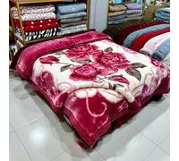 Couverture Réversible Épaisse 2 Plis en Velours De Style Coréen avec Imprimé Floral, Couverture Polaire Douce Soyeuse en Fausse Fourrure Raschel pour L'automne Et l'hiver,V,200x230cm/6Kg