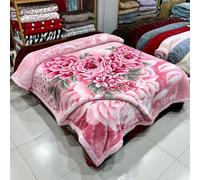 Couverture Réversible Épaisse 2 Plis en Velours De Style Coréen avec Imprimé Floral, Couverture Polaire Douce Soyeuse en Fausse Fourrure Raschel pour L'automne Et l'hiver,C,200x230cm/6Kg
