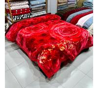 Couverture Réversible Épaisse 2 Plis en Velours De Style Coréen avec Imprimé Floral, Couverture Polaire Douce Soyeuse en Fausse Fourrure Raschel pour L'automne Et l'hiver,A,200x230cm/6Kg