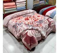 Couverture Réversible Épaisse 2 Plis en Velours De Style Coréen avec Imprimé Floral, Couverture Polaire Douce Soyeuse en Fausse Fourrure Raschel pour L'automne Et l'hiver,D,200x230cm/6Kg
