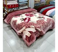 Couverture Réversible Épaisse 2 Plis en Velours De Style Coréen avec Imprimé Floral, Couverture Polaire Douce Soyeuse en Fausse Fourrure Raschel pour L'automne Et l'hiver,H,200x230cm/6Kg