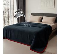 Couverture réversible imperméable en flanelle, pour lit king size, rouge/noir, 229 x 274,3 cm