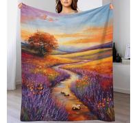Couverture réversible motif abeilles et champs de lavande avec impression 3D Provence pour adultes et enfants, housse pour protéger matelas de lit, canapé, flanelle douce, 100 x 130 cm