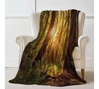 Couverture réversible Vert foncé en Flanelle pour Toutes Les Saisons 130 x 150 cm - Couverture Polaire Moelleuse Nature Plein air Forêt pour lit 2 Personnes et Plaid de canapé