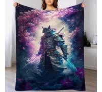 Couverture samouraï Japonais - Douce en Flannel Couvertures Convient À Toutes Les Saisons pour Voyager, Lit Ou Canapé 130×150cm