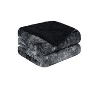 - Couverture Shaggy de luxe, couverture Sherpa tie-dye, Noir 60x77