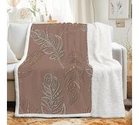 Couverture Sherpa à Motif Bohème 100x150 cm - Plaid Polaire Double Epaisseur Douillette et Chaud - Plume Ethnique Bohème Décoratif Plaid Canape pour Lit 1 Personne ou Canapé, G-629