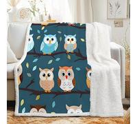 Couverture Sherpa à Motif Halloween 100x150 cm - Plaid Polaire Double Epaisseur Douillette et Chaud - Chouette Botanique Branche Décoratif Plaid Canape pour Lit 1 Personne ou Canapé, G-510