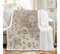 Couverture Sherpa à Motif Rose 130x150 cm - Plaid Polaire Double Epaisseur Douillette et Chaud - Abstrait Aquarelle Bouquet Décoratif Plaid Canape pour Lit 1 Personne ou Canapé, G-548